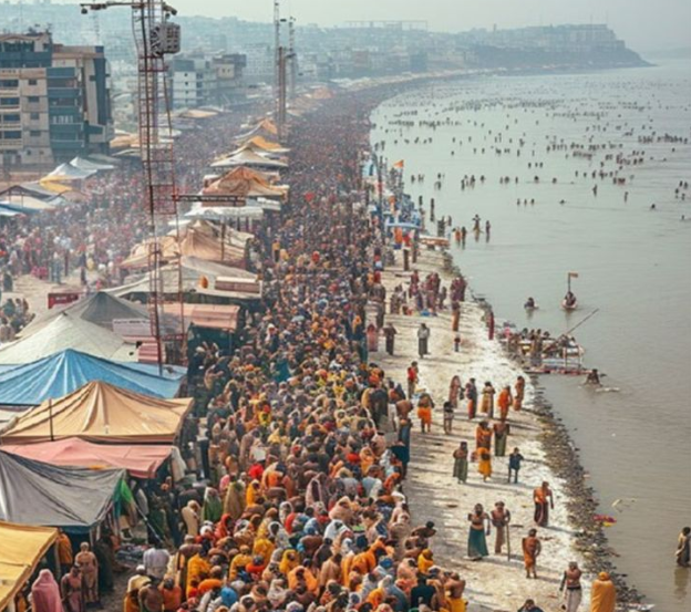 Aerial view of the Mahakumbh festival in Prayagraj