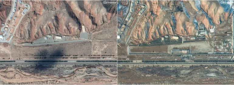A composite photo of satellite images shows the Parchin military complex before the October, 2024 Israeli strikes, in Parchin, Iran in this handout image dated Oct. 20, 2024, (left), and concrete over the site at the Parchin military complex, in Parchin, Iran in this handout image dated Jan. 24, 2026.