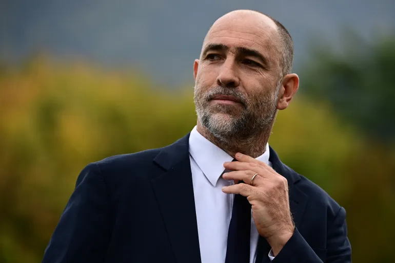 (FILES) Juventus' Croatian coach Igor Tudor looks ahead during the Italian Serie A soccer match between Como and Juventus at Giuseppe Sinigaglia Stadium in Como, Italy on October 19, 2025