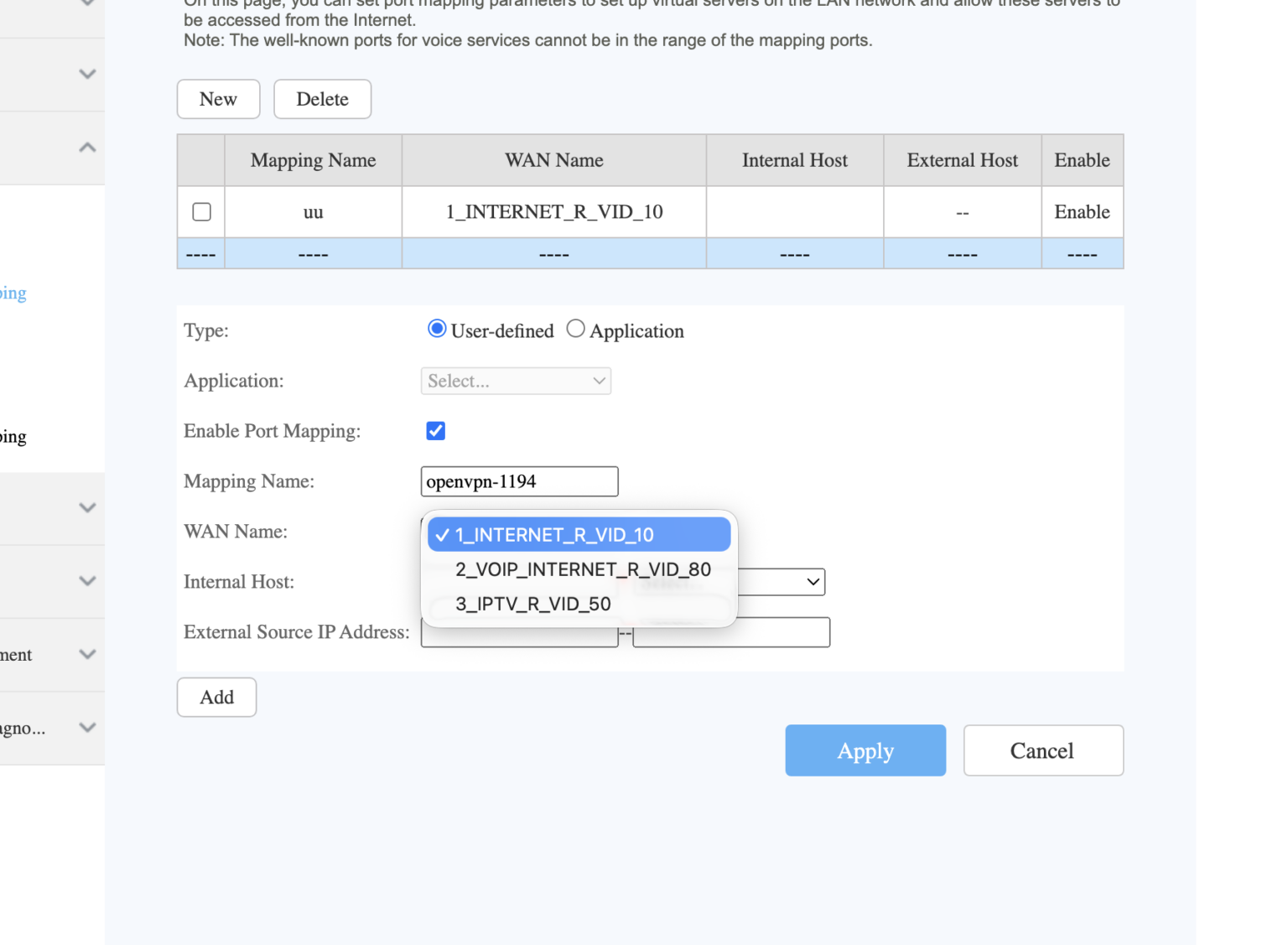 Configure Router Port Forwarding open vpn
