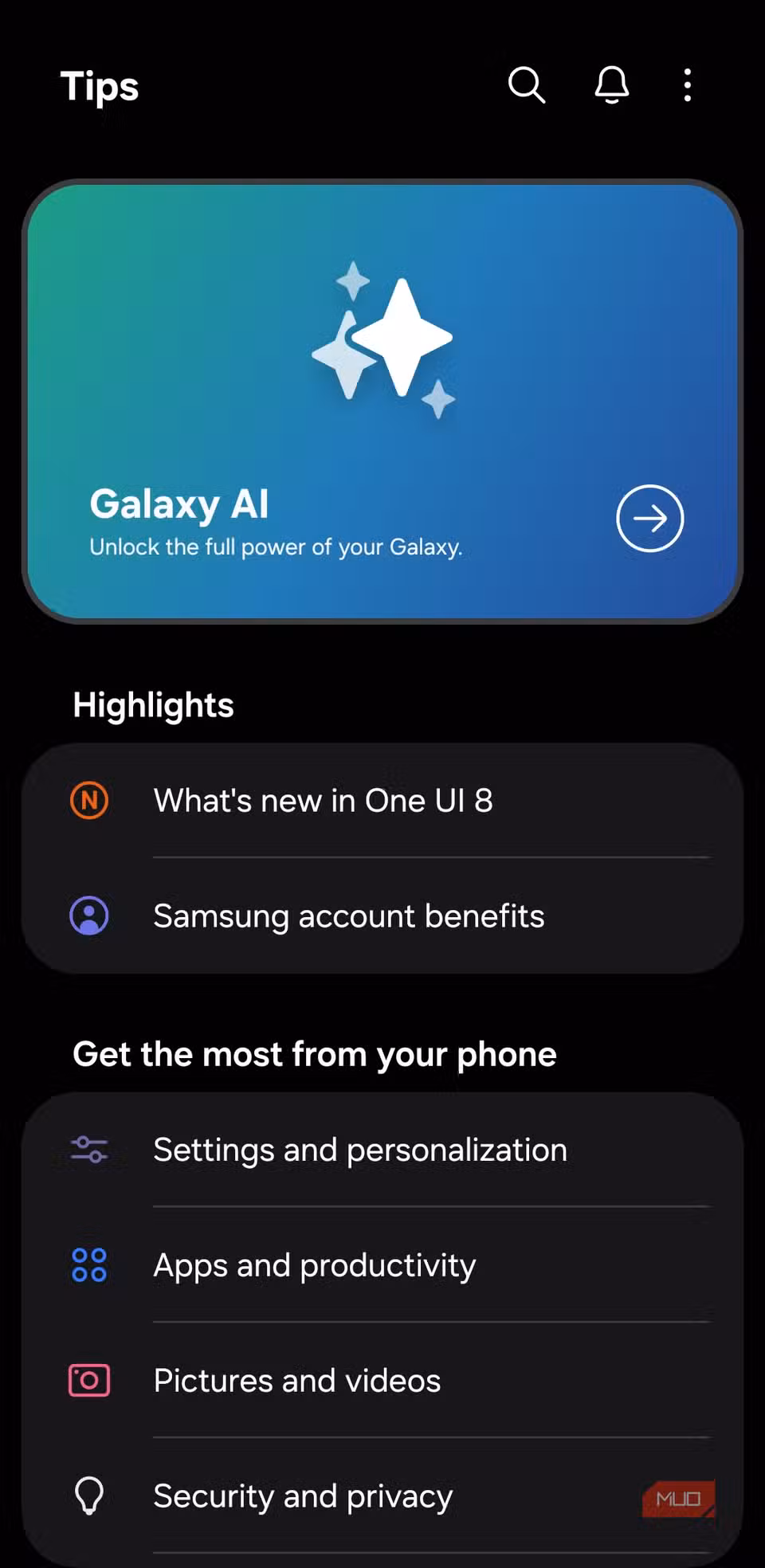 गैलेक्सी फ़ोन पर सैमसंग युक्तियाँ
