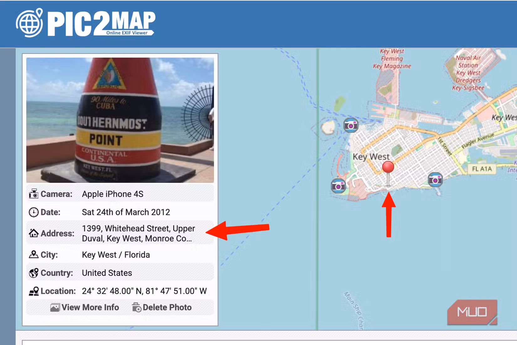 pic2map स्थान डेटा