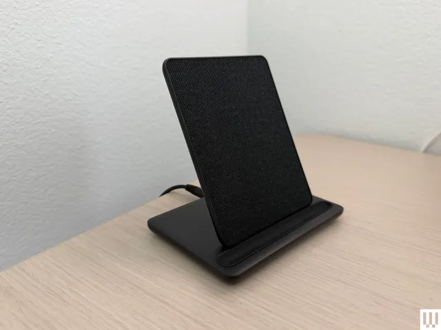 Image may contain: furniture, stand, electronics and speaker