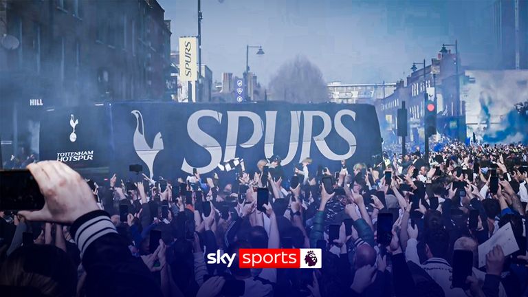Spurs fans cheer their team bus ahead of big Nottingham Forest clash