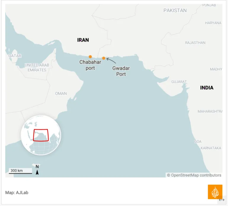 चाबहार और ग्वादर बंदरगाह एक दूसरे के निकट