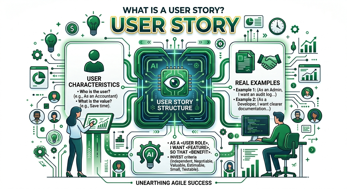 What is a user story and how does it work in Agile projects? A PMP-certified manager who has written and groomed hundreds of user stories explains the format, acceptance criteria, and what the PMP exam tests