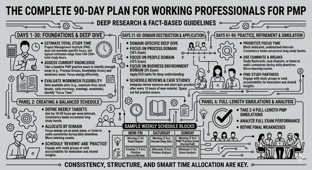 PMP exam, study schedule, 90 day plan, PMP preparation, working professional, PMP 2026