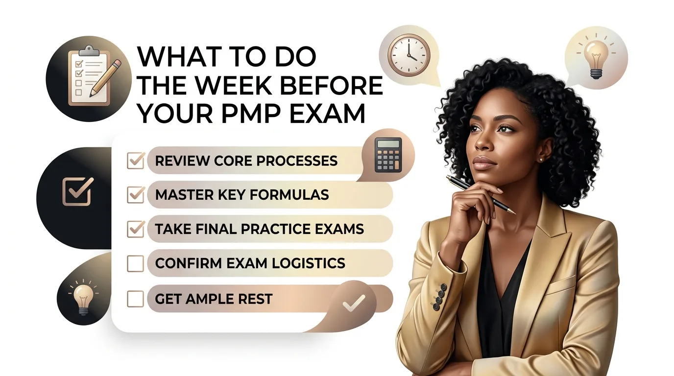 What to Do the Week Before Your PMP Exam By Rahul Dhakate · PMP & PSM I Certified · 18 June 2026 · learnxyz.in The week before your PMP exam is not the time to begin studying. It is not the time to panic. And it is most definitely not the time to start covering material you have not touched before. The week before your exam is the time to consolidate, rest, and prepare your mind and body for peak performance on exam day. Everything you need to know, you have already studied. The work of learning is done. The work of the final week is arriving at the exam room in the best possible state to access everything you have already learned. I experienced significant anxiety in the final days before my exam — and I want to be honest about that, because pretending exam nerves do not exist does not help anyone. What I found is that the same principles that help you perform under any kind of pressure apply here: proper sleep, genuine relaxation, and focused but light review. The Mindset Shift: From Learning to Accessing The most important mental shift for the final week is understanding that you are no longer in learning mode. You are in access mode. The information is in your mind — it has been going in for weeks or months. Your job now is to ensure your brain is in the optimal state to retrieve it under pressure. This means: no intensive new content. No staying up until 2 AM trying to memorise one more chapter. No anxiously rereading sections you already know because the anxiety makes you feel like you have forgotten everything. Once you are sufficiently prepared for the exam, do not let anxiety take control. Relaxation is the key. Good sleep stimulates brain function under pressure. The exam tests what you have already learned — and a rested, relaxed mind retrieves that learning far more effectively than an exhausted, anxious one. The Day-by-Day Final Week Plan Day Activity What to Avoid Day 7 (1 week before) Do one final timed practice session of 60 questions. Review wrong answers. Note your top 3 weak areas. Starting new topics. Full 180-question mock (too tiring this close) Day 6 Light review of your top 3 weak areas only. Re-read relevant PMBOK sections. No new material. Heavy study sessions. Testing yourself intensively. Day 5 Formula sheet review — 15 minutes maximum. Read through your notes from retrospectives and agile ceremonies. Anything that creates anxiety. New practice questions you haven't seen before. Day 4 Rest day. No study. Do something you enjoy — walk, exercise, spend time with family. Your brain needs a break. Any study materials. This day is intentionally clear. Day 3 Light review only: EVM formulas, communications formula, Tuckman's stages, contract types. Maximum 45 minutes. Long study sessions. Cramming. Day 2 (eve before) Confirm all logistics: exam ID, Pearson VUE confirmation, quiet room setup (if online). Read through formula sheet once. Early dinner. Early bed. Late night studying. Anything that disrupts your sleep schedule. Exam Day Light breakfast. Review formula sheet for 5 minutes. Begin exam with confidence. Heavy meals. Coffee overload. Last-minute intensive review. The Sleep Imperative Of all the advice in this article, sleep is the most important and the most frequently ignored. The research on cognitive performance and sleep is unambiguous: a well-rested brain recalls, analyses, and judges significantly better than a sleep-deprived one. For a 230-minute exam that tests judgment and reasoning across 180 complex scenarios, this matters enormously. Target 7 to 8 hours of sleep for the three nights before your exam. If you normally sleep at 11 PM, do not try to shift to 9 PM the night before — your body will not adjust in one night and you will lie awake. Maintain your normal sleep schedule but simply protect it from being shortened by late-night anxiety studying. If anxiety is preventing you from sleeping in the final days, the most effective intervention is physical activity during the day — even a 30-minute walk. Physical exercise reduces cortisol levels and genuinely improves sleep quality. It is more effective than any relaxation technique for exam-related anxiety. What Light Review Actually Means When I say light review in the final week, I mean exactly that — light. Not three-hour sessions. Not re-reading entire PMBOK chapters. Light review in this context means: • Reading through your formula sheet once, morning or evening — 10 minutes • Looking over your personal notes on weak areas — 20 to 30 minutes • Skimming through your Agile ceremony sequence once — 10 minutes • Reading your mnemonic list once — 5 minutes Total light review per day: 45 minutes maximum. The goal is to keep the material warm in your memory, not to add new information. Anything beyond 45 minutes of review in the final week is anxiety-driven — not preparation-driven. Managing Exam Anxiety — What Actually Works Exam anxiety in the final week is normal. I experienced it. Most PMP candidates experience it. The exam is expensive, the preparation has been long, and the stakes feel high. Those feelings are understandable. What does not help with exam anxiety: studying more, checking your mock exam scores repeatedly, reading forum posts about how hard the exam is, or talking to other anxious candidates. What actually helps: 1. Remind yourself of your evidence of readiness — your mock exam scores, the hours you have put in, the material you genuinely understand. The anxiety makes you feel underprepared. The data says otherwise. 2. Physical activity daily — even a 20-minute walk changes your neurochemistry in ways that reduce anxiety and improve focus. 3. Talk to someone who has passed the PMP — their perspective on the actual exam experience is grounding. The exam is difficult but it is manageable for well-prepared candidates. 4. Accept uncertainty — you will not feel completely ready. Nobody does. Preparation is about reaching sufficient readiness, not perfect readiness. Trust your preparation. About the Author Rahul Dhakate is a PMP and PSM I certified project manager and product management leader based in Nagpur, India, with 20 years of experience managing software projects across BFSI, eCommerce, and enterprise software. He experienced significant exam anxiety in the days before sitting the PMP, managing it through sleep discipline, light review, and focusing on his evidence of preparation rather than the anxiety-driven feeling of being underprepared. He writes at LearnXYZ.in to help working professionals pass the PMP exam and build modern project management careers. Next Article: PMP Exam Day — What to Expect, What to Bring, How to Manage Time